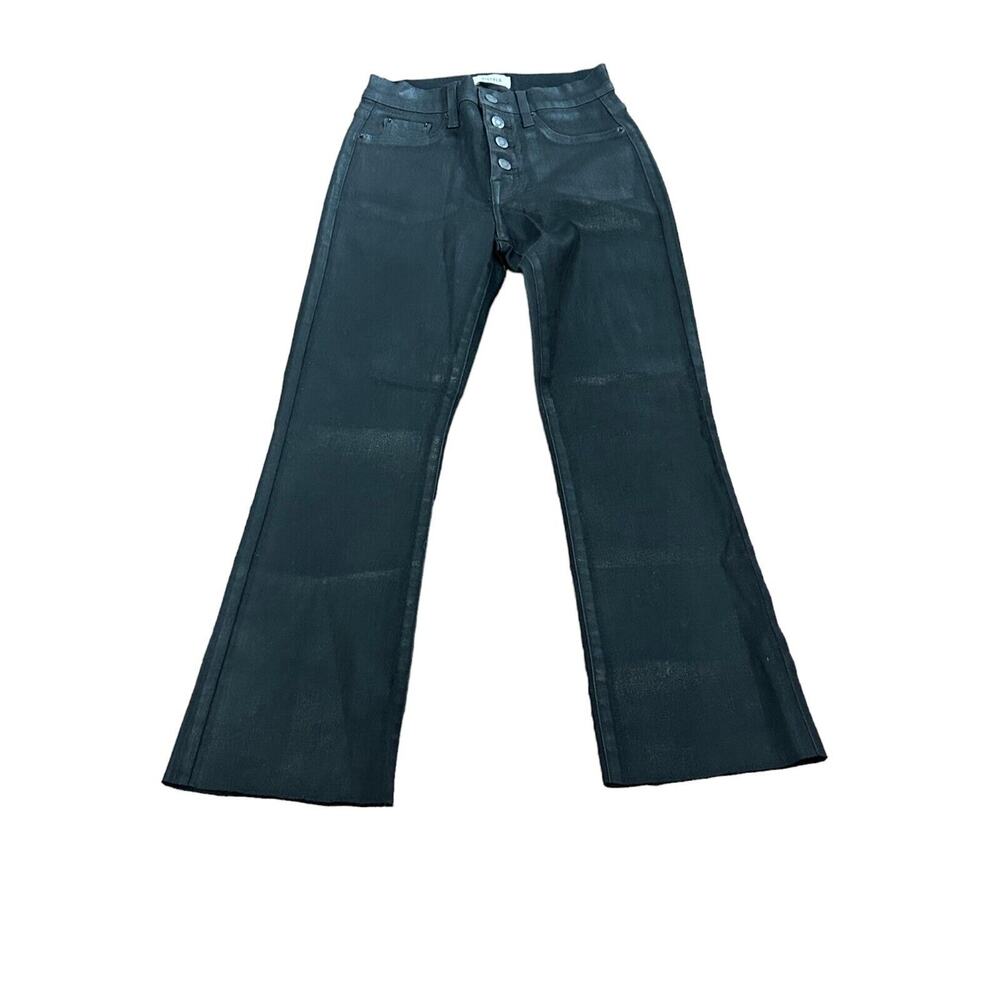 PISTOLA Flared Jeans Women's Size 26 Black Coated Mid Rise Flat front Button Fly